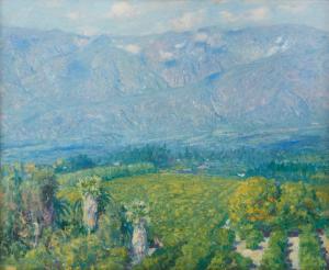 Oil on canvas painting by Guy Rose (American, 1867-1925), titled View from Arroyo Terrace, Pasadena, 24 inches by 29 inches (est. $100,000-$150,000).