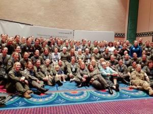 flight suit social at Women Military Aviators meetup at Women in Aviation International conference