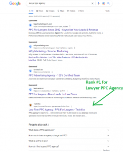 TechiFox Rank #1 for Lawyer PPC Agency