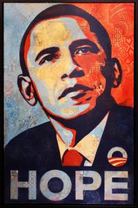 The original HOPE artwork, 2008 by Shepard Fairey featured in Santa Monica Auctions